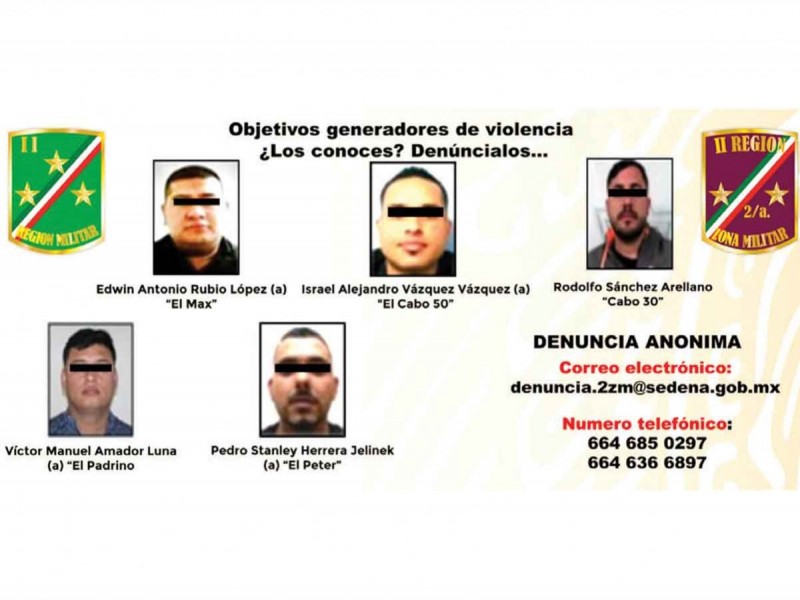  El Ejército pone en la mira a 115 criminales; difunden fotografías