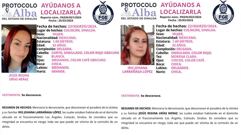  Dan a conocer fichas de cuatro desaparecidos en Culiacán, Sinaloa